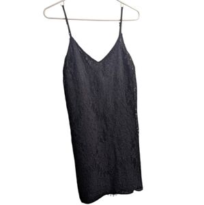 Miami Little Black Double Layer Floral Lace Dress S